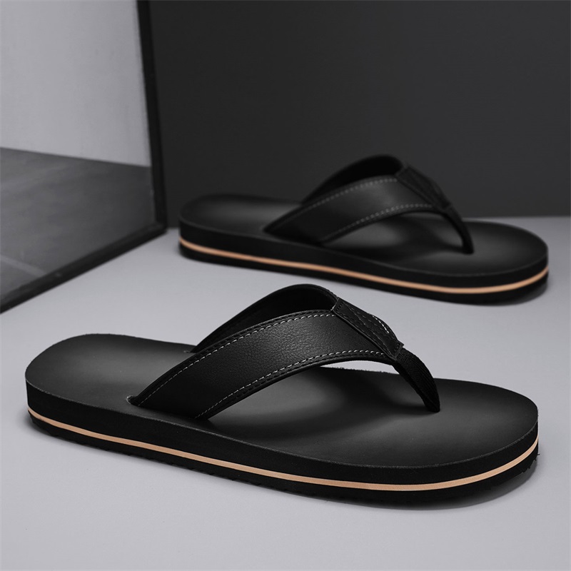 Flip Flop Leather Men - Мужские винтажные шлепанцы из искусственной кожи